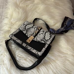 Aldo Black and White Snake Print Crossbody Bag